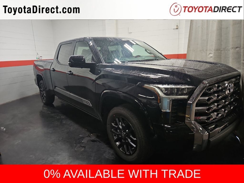 2026 Toyota Tundra Platinum in Midnight Black Metallic — front three-quarter view