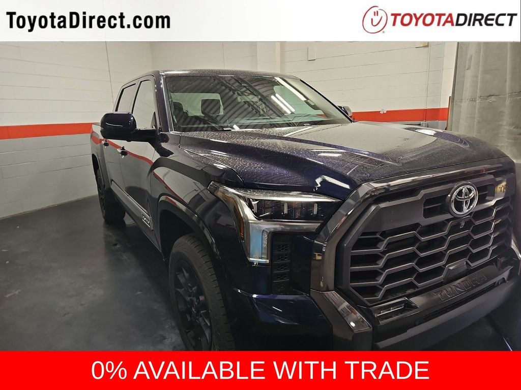2026 Toyota Tundra Platinum in Blueprint — front three-quarter view