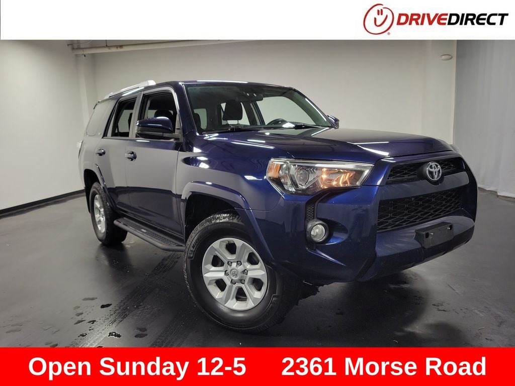 2017 Toyota 4Runner SR5 in Nautical Blue Metallic — front three-quarter view