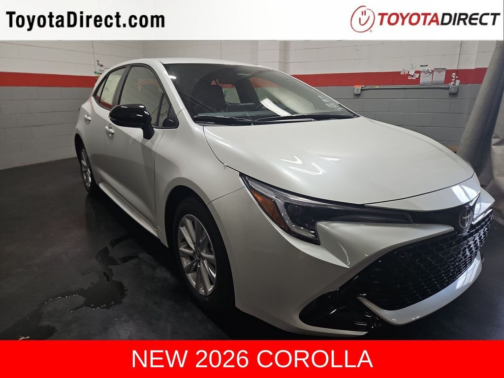2026 Toyota Corolla Hatchback SE in Wind Chill Pearl — front three-quarter view