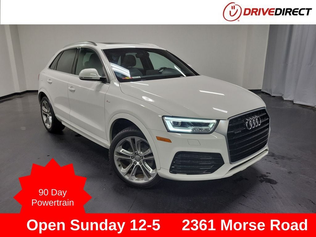 2018 Audi Q3 2.0T Premium Plus quattro in Glacier White Metallic — front three-quarter view